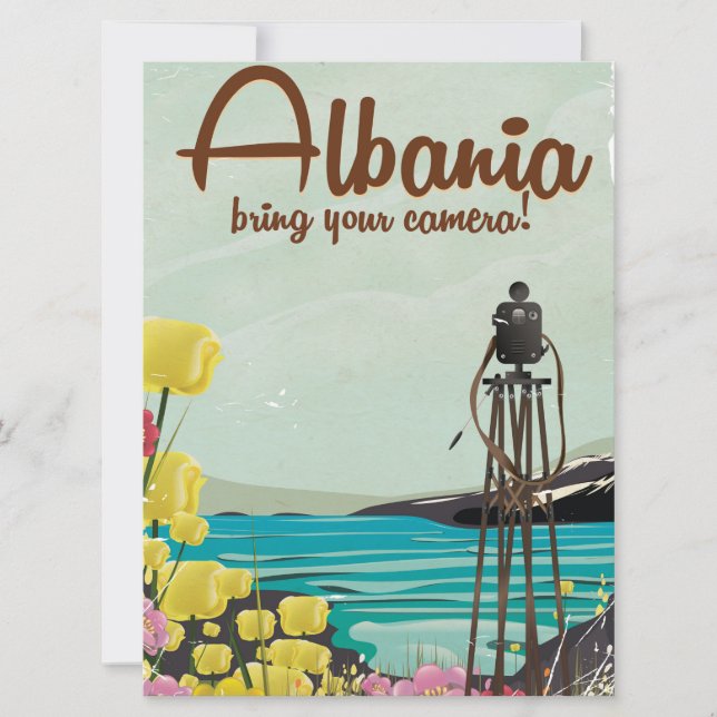 Albaniens landskap vintage resor poster. (Framsida)