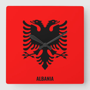 Albaniens nationella Flagga Patriotic Fyrkantig Klocka