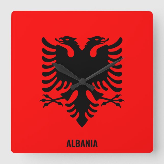 Albaniens nationella Flagga Patriotic Fyrkantig Klocka (Framsida)