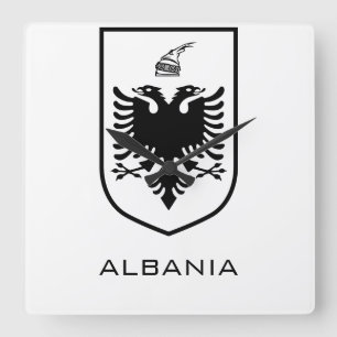 Albaniens nationella statsvapen Heritage Ink Fyrkantig Klocka