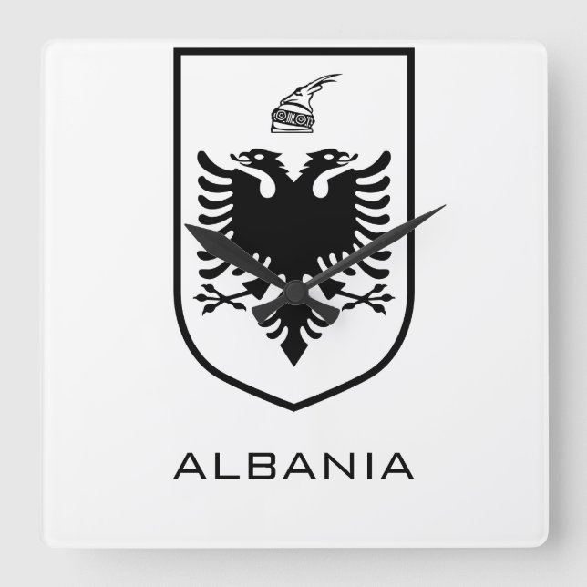 Albaniens nationella statsvapen Heritage Ink Fyrkantig Klocka (Framsida)