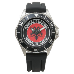 Albaniens runda emblem armbandsur