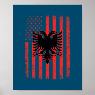 Albaniens USA flagga Patriotic American Albanian F Poster