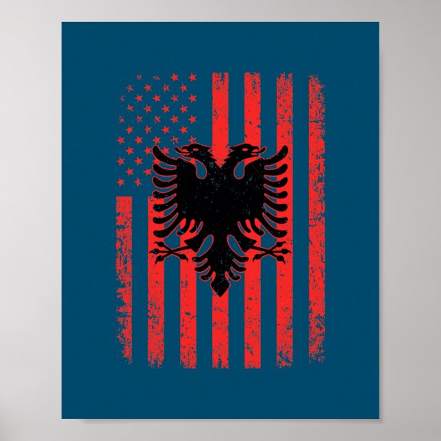 Albaniens USA flagga Patriotic American Albanian F Poster (Framsidan)