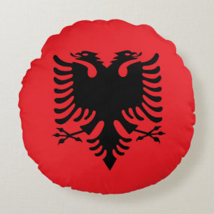 albaniensiska flaggan rund kudde