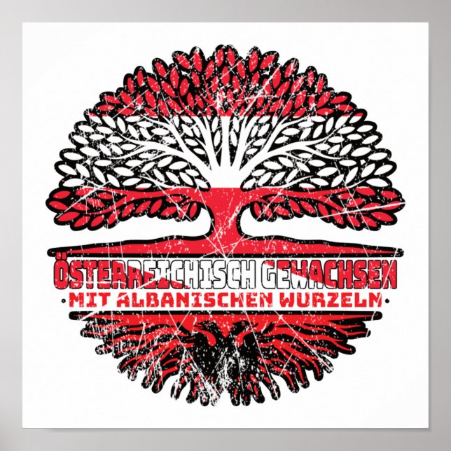 Albanisch Österreichisch Baum Poster (Framsidan)