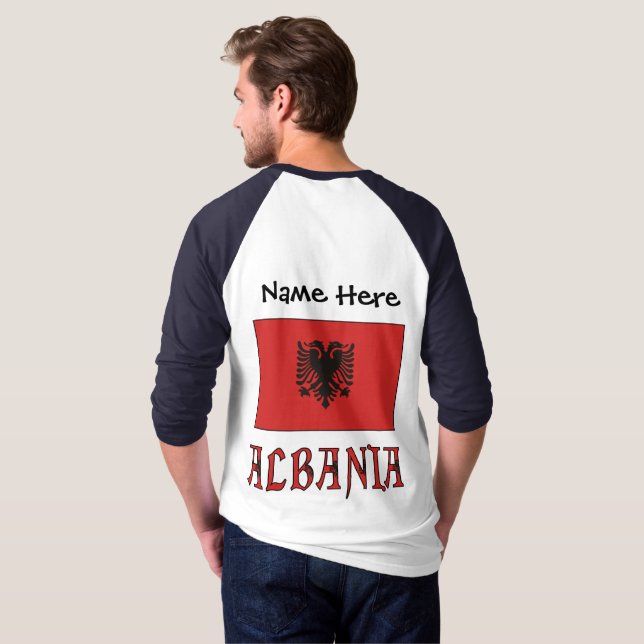Albansk Albansk Flagga Personlig  T Shirt (Hel baksida)