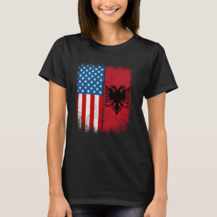 Albansk amerikansk Flagga Albanien Flamuri Shqipta T Shirt