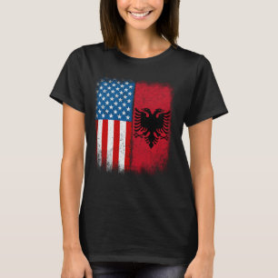 Albansk amerikansk Flagga Albanien Flamuri Shqipta T Shirt