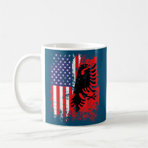 Albansk amerikansk Flagga Patriotic USA Albanien F Kaffemugg
