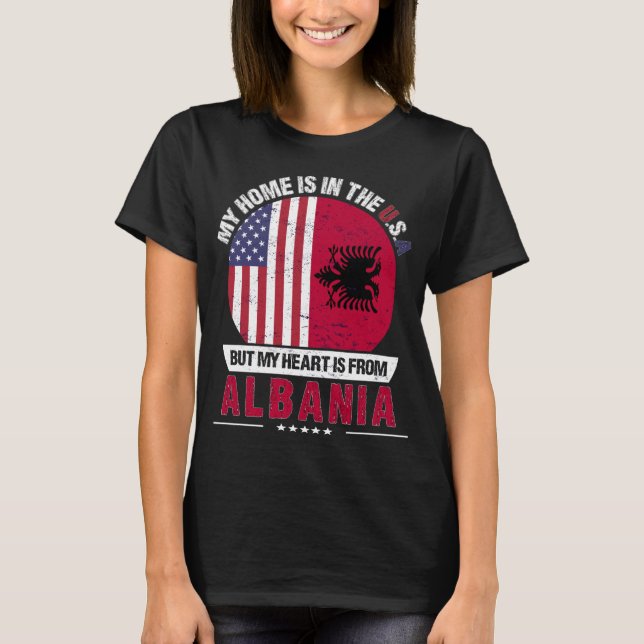 Albansk amerikansk hjärta kommer från Albanien Gro T Shirt (Framsida)