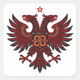 Albansk dubbelhövdad örnetnisk konst Die-Cut Fyrkantigt Klistermärke