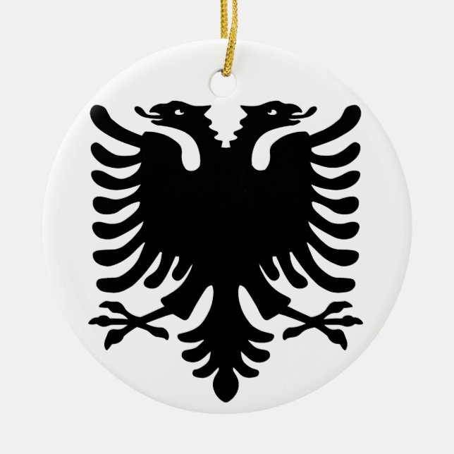 Albansk Eagle. Julgransprydnad Keramik (Framsidan)