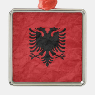 Albansk flagga julgransprydnad metall