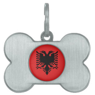 Albansk flagga namnbricka husdjur