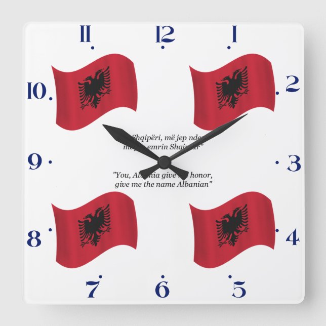 Albansk flagga och Motto Fyrkantig Klocka (Framsida)