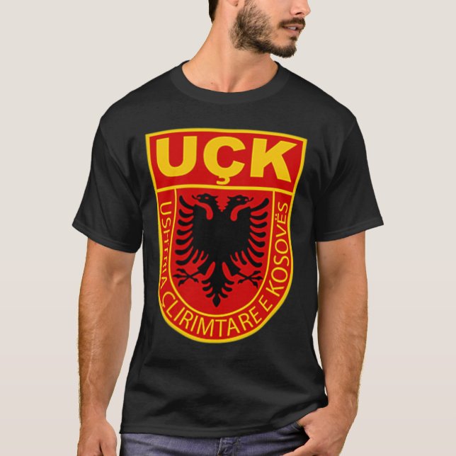 albansk kosovo-arméskjorta uck uqk patriot t shirt (Framsida)