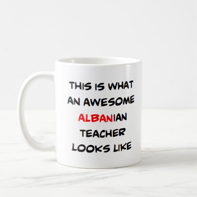 albansk lärare, fantastisk kaffemugg (Vänster)