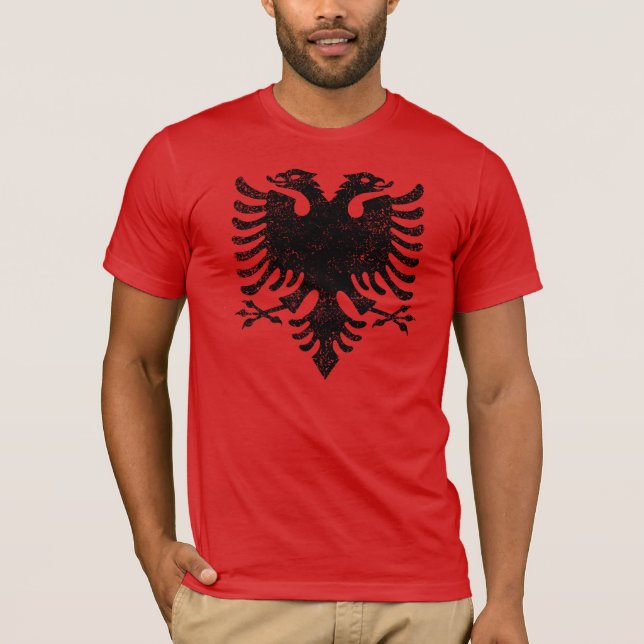 Albansk örnvintageupplaga tee shirt (Framsida)