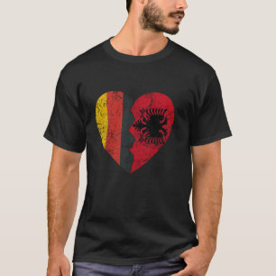 Albansk tysk Flagga Heart Tysklanda Albanien Flagg T Shirt
