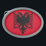 Albansk vapensköld<br><div class="desc">Svart symbol för örndubblahuvud av Albanien det patriotiska mönster</div>