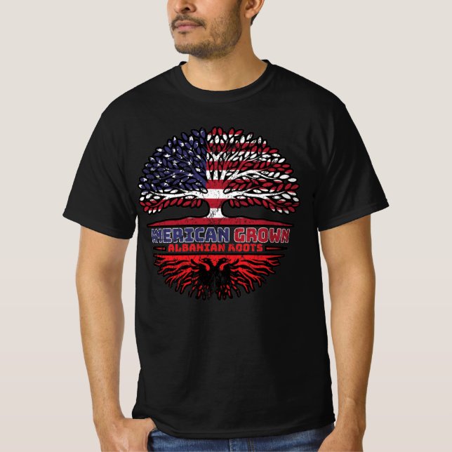 Albanska Albanien Förenta staterna Förenta statern T Shirt (Framsida)