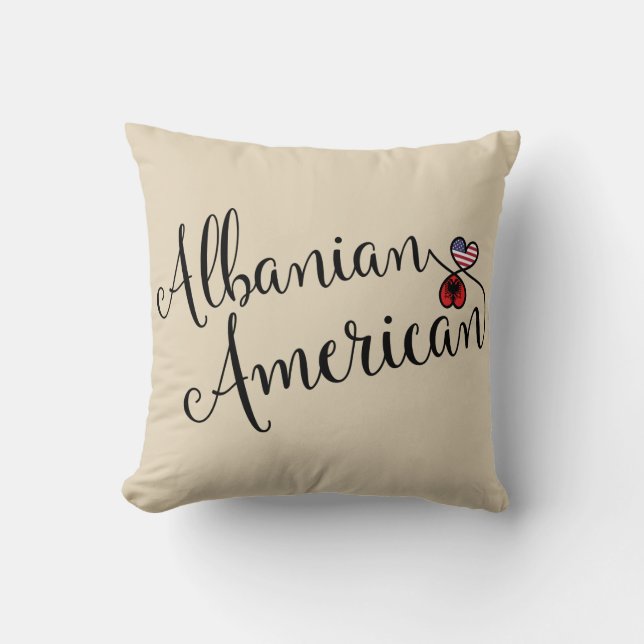 Albanska amerikanska entwed Hearts Throw Cushion Kudde (Framsida)