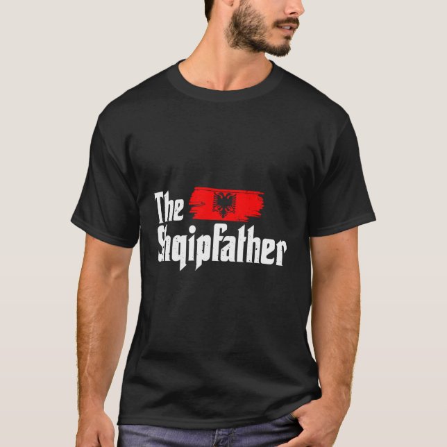 Albanska Far, Shqipfather Albanien Eagle Shqi T Shirt (Framsida)