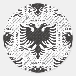 Albanska flagga 3 runt klistermärke