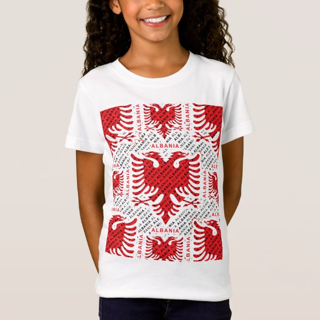 Albanska flagga 4 t shirt (Framsida)