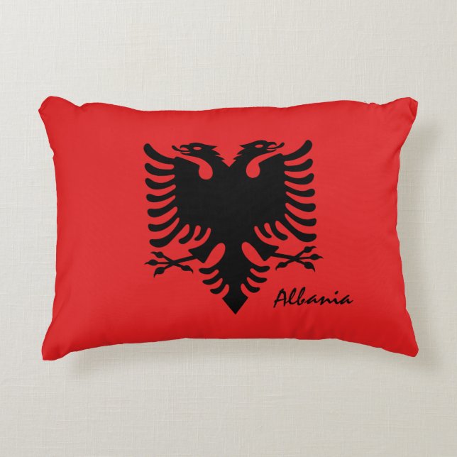 Albanska flagga & Albanien mode, helgdag/idrott Prydnadskudde (Framsidan)
