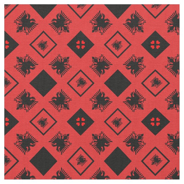 Albanska Flagga & Albanien Trendig Fabric mode BL Tyg (Närbild)