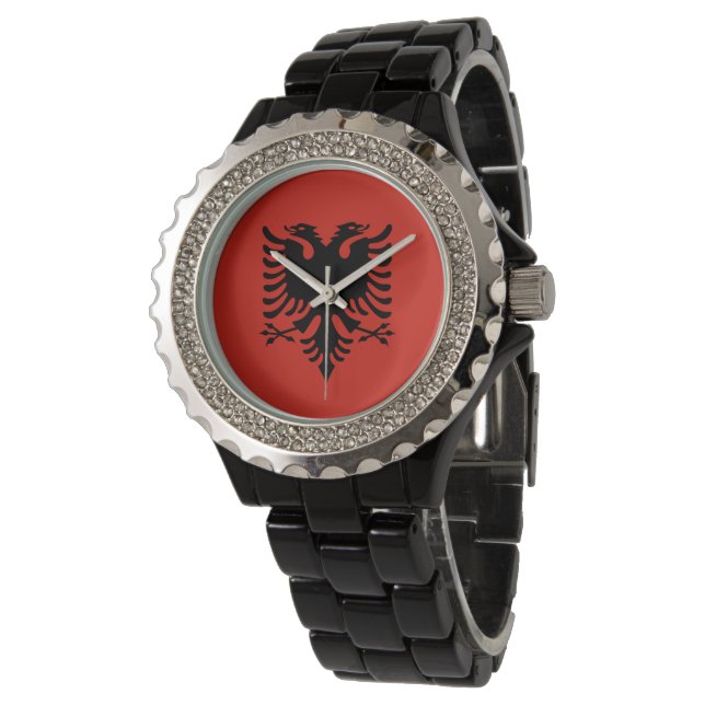 Albanska flagga armbandsur (Vinklad)