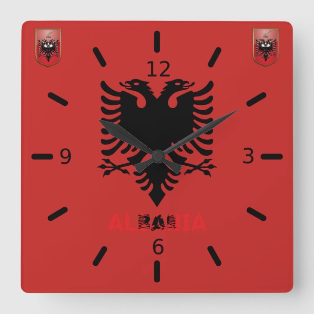 Albanska flagga fyrkantig klocka (Framsida)