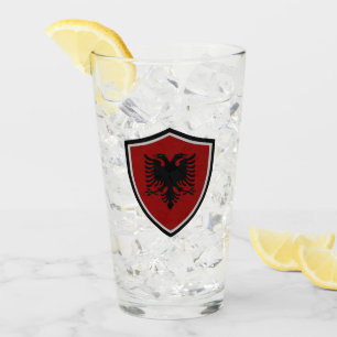 Albanska flagga glaskopp