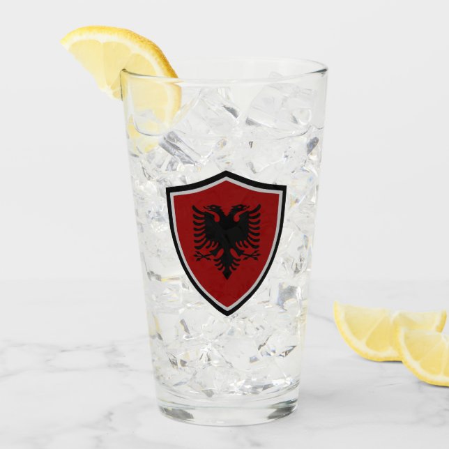 Albanska flagga glaskopp (Framsida Ice)