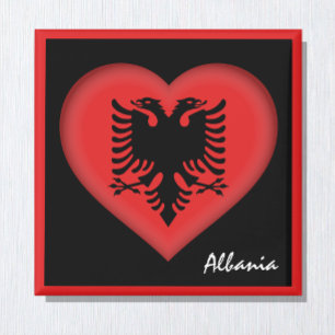 Albanska flagga & Heart Albanien helgdag/sport Magnet