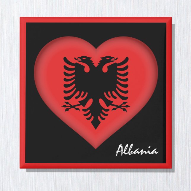 Albanska flagga & Heart Albanien helgdag/sport Magnet (Skapare uppladdad)