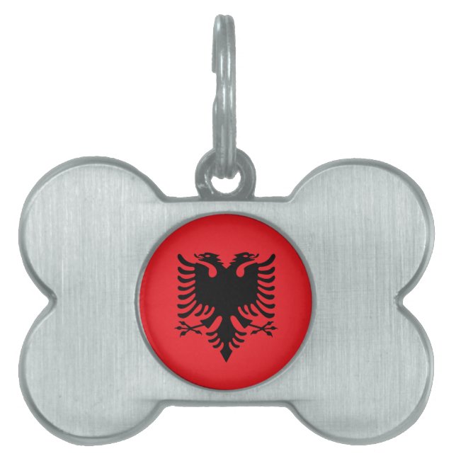 Albanska flagga ID-bricka husdjur (Framsidan)