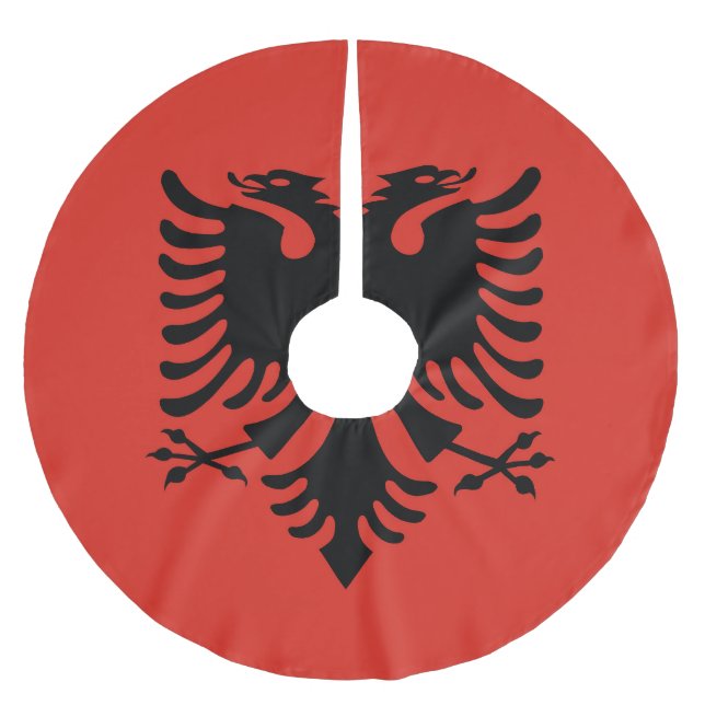 Albanska flagga julgransmatta borstad polyester (Framsidan)