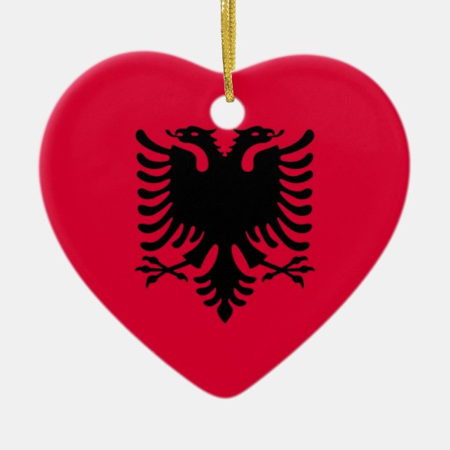 Albanska Flagga Julgransprydnad Keramik (Framsidan)