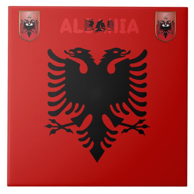 Albanska flagga kakelplatta (Framsidan)