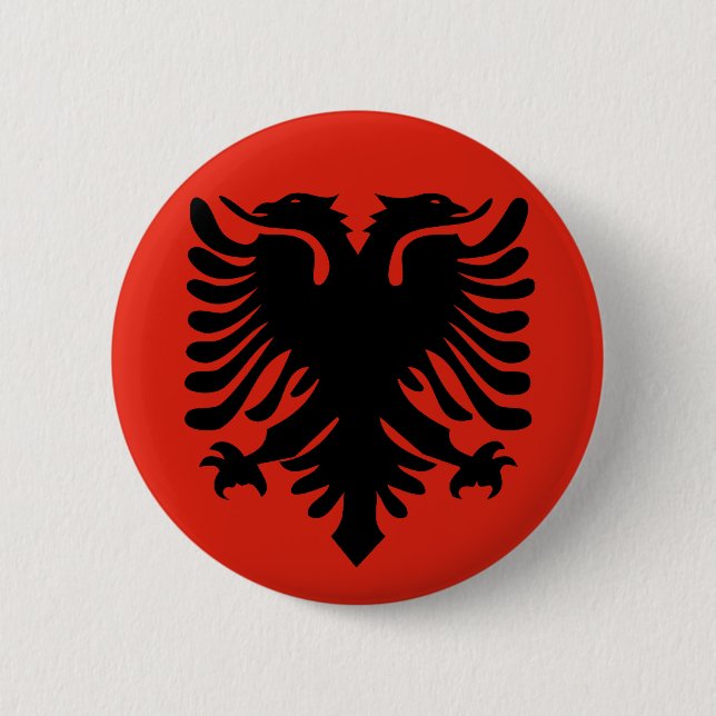 Albanska Flagga Knapp (Framsida)