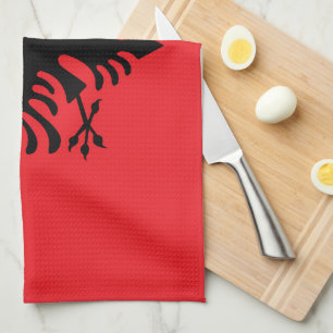 Albanska flagga kökshandduk