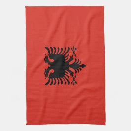 Albanska flagga kökshandduk