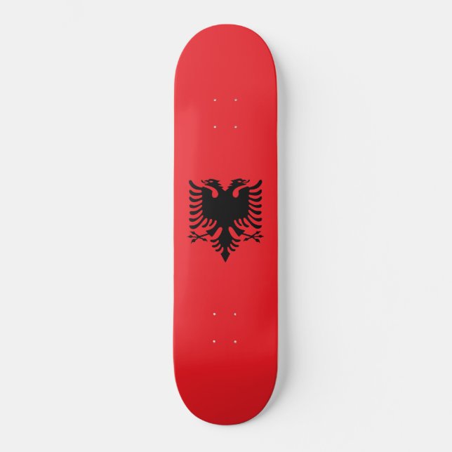 Albanska flagga mini skateboard bräda 18,5 cm (Framsida)