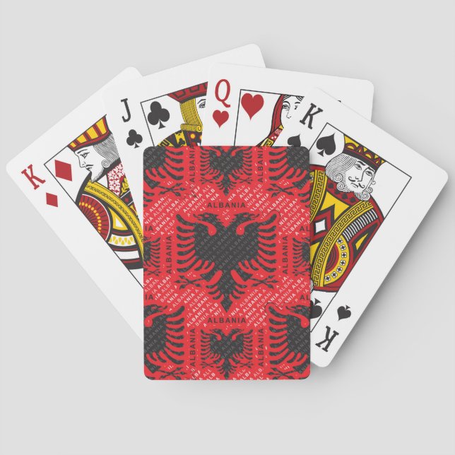 Albanska flagga mönster 2 casinokort (Baksidan)