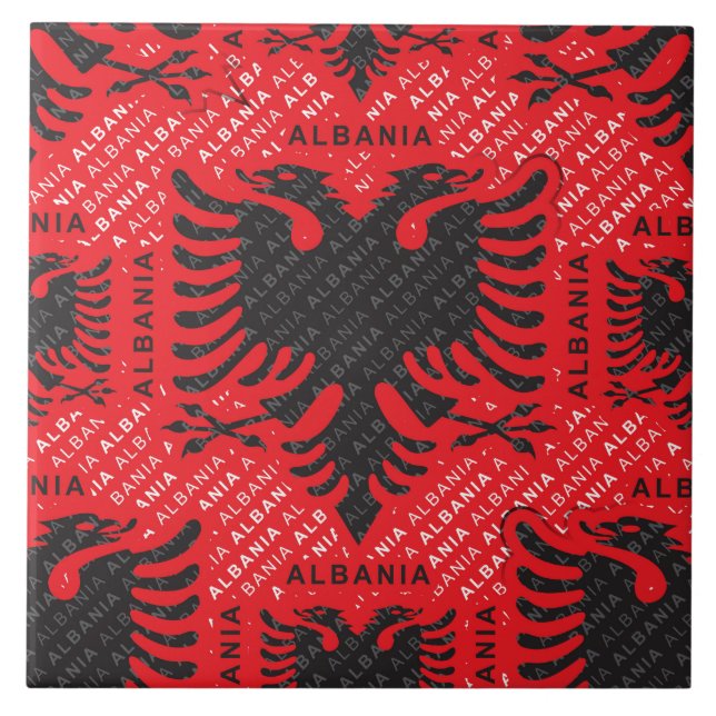 Albanska flagga mönster 2 kakelplatta (Framsidan)