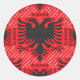 Albanska flagga mönster 2 runt klistermärke