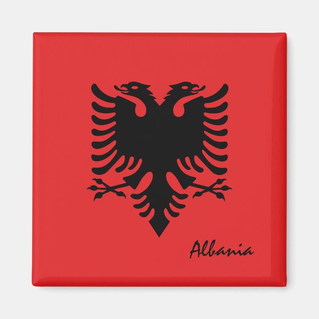 Albanska flagga och Albanien, resor, helgdag/sport Magnet (Framsidan)